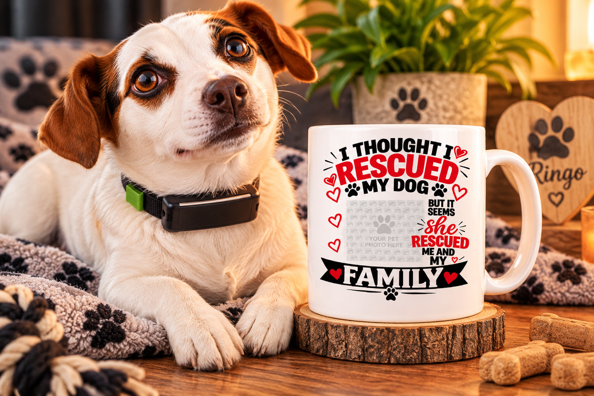Personalised I Thought I Rescued My Dog She 15oz mug with custom dog photo blank