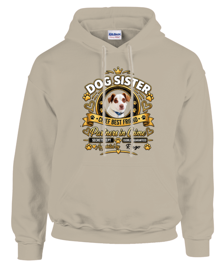 Additional view of Personalised Dog Sister Classic Hoodie - Custom Dog Photo & Name