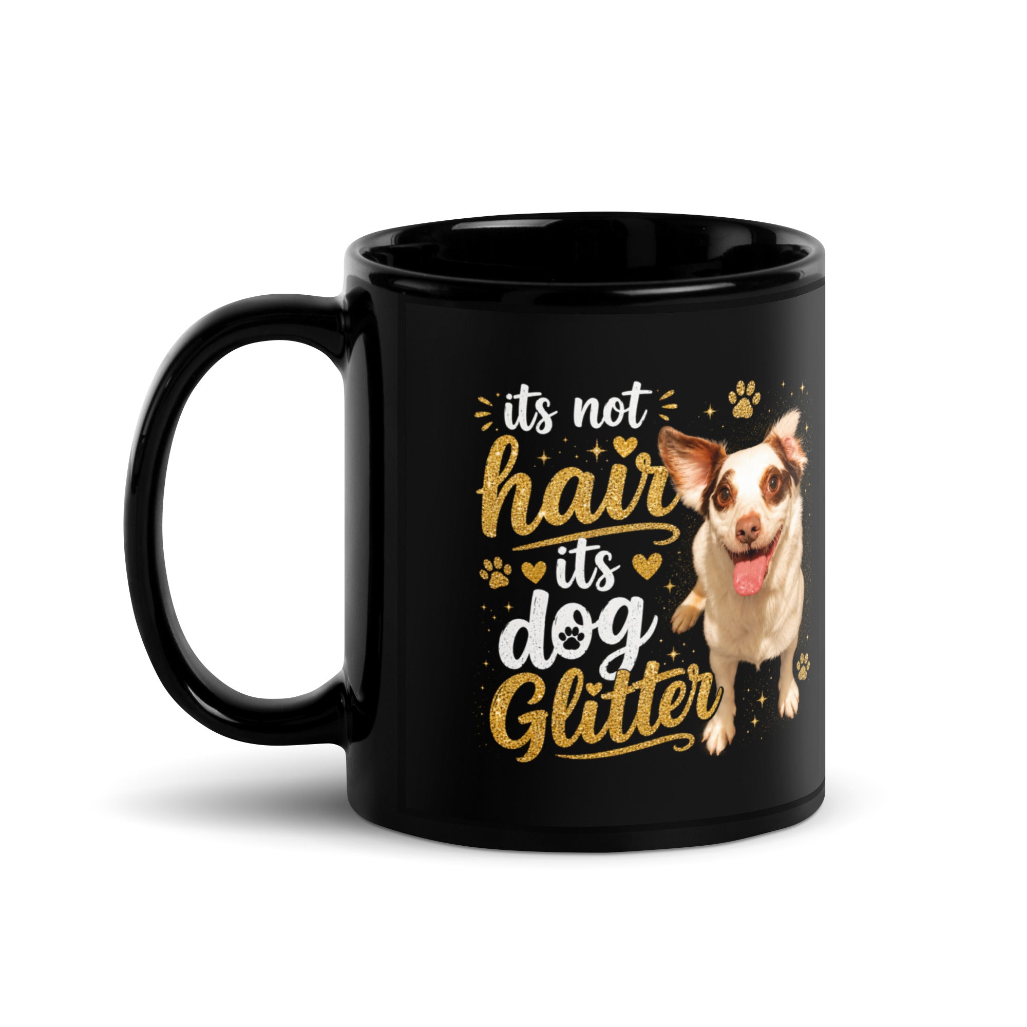 Dog Glitter Black Mug – Funny Gift for Dog Lovers