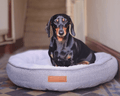 The Balmoral Luxury Herringbone Calming Donut Dog Bed