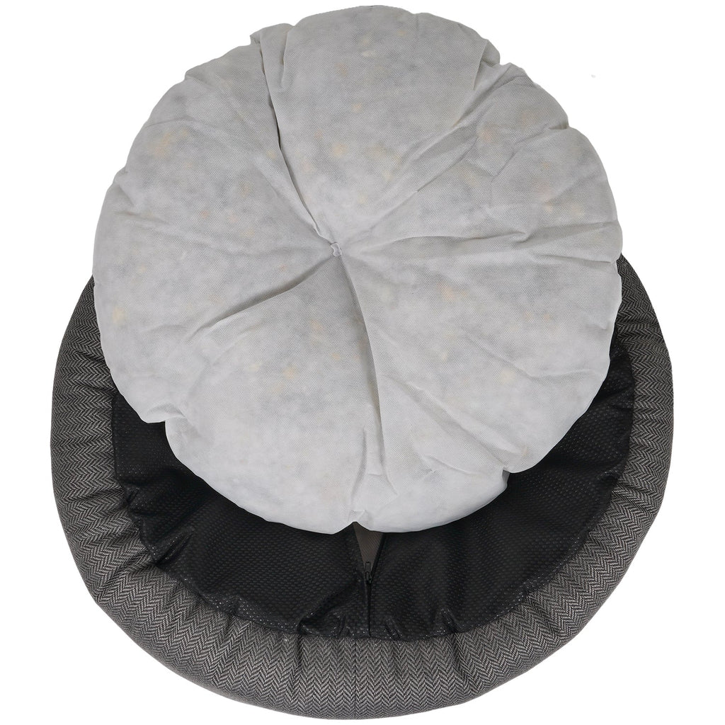 The Balmoral Luxury Herringbone Calming Donut Dog Bed