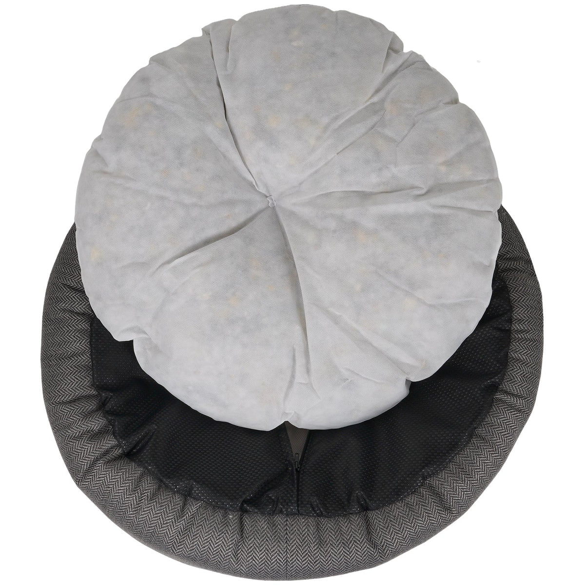 The Balmoral Luxury Herringbone Calming Donut Dog Bed