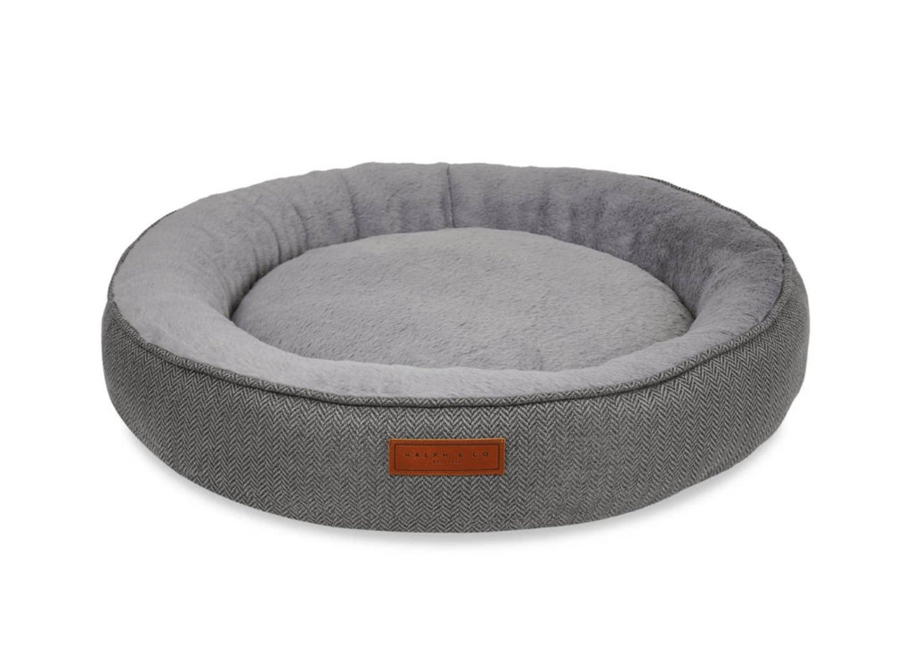 The Balmoral Luxury Herringbone Calming Donut Dog Bed