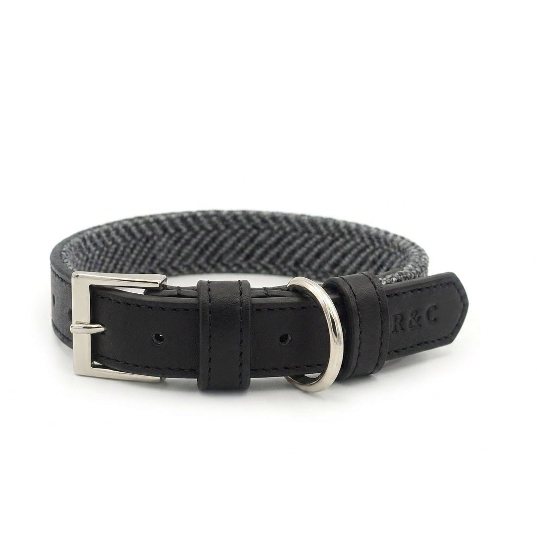 Ralph & Co Balmoral Grey Herringbone Leather Dog Collar