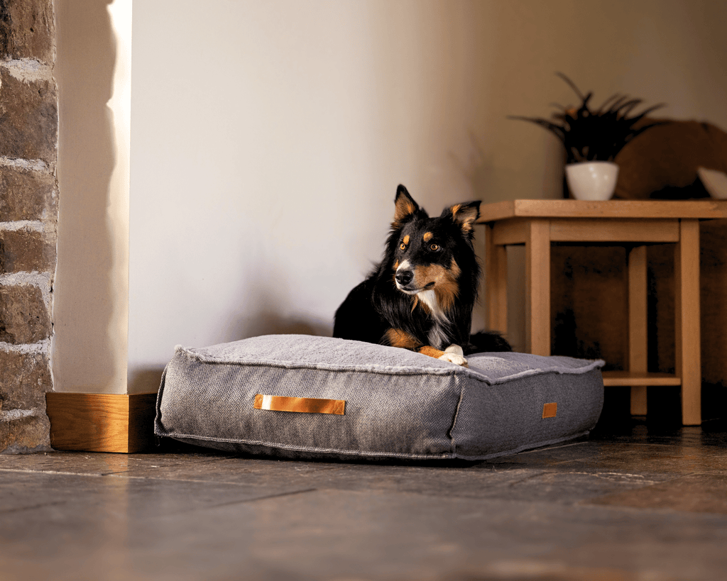The Balmoral Luxury Herringbone Flat Pillow Dog Bed