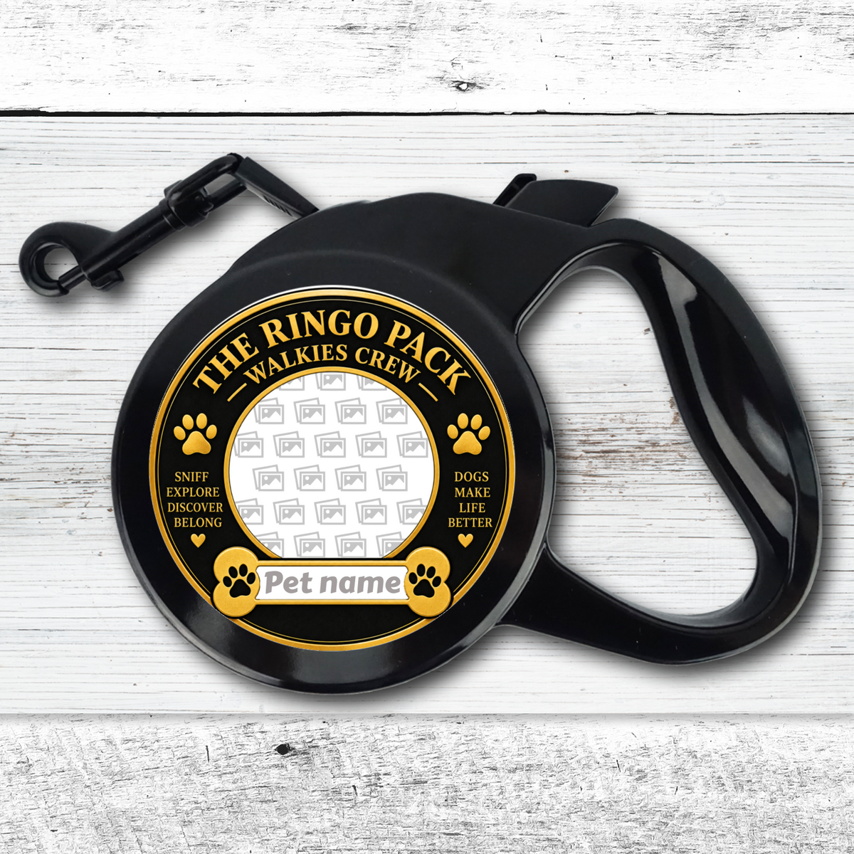Personalised Retractable Dog Lead - Custom Dog Photo & Name
