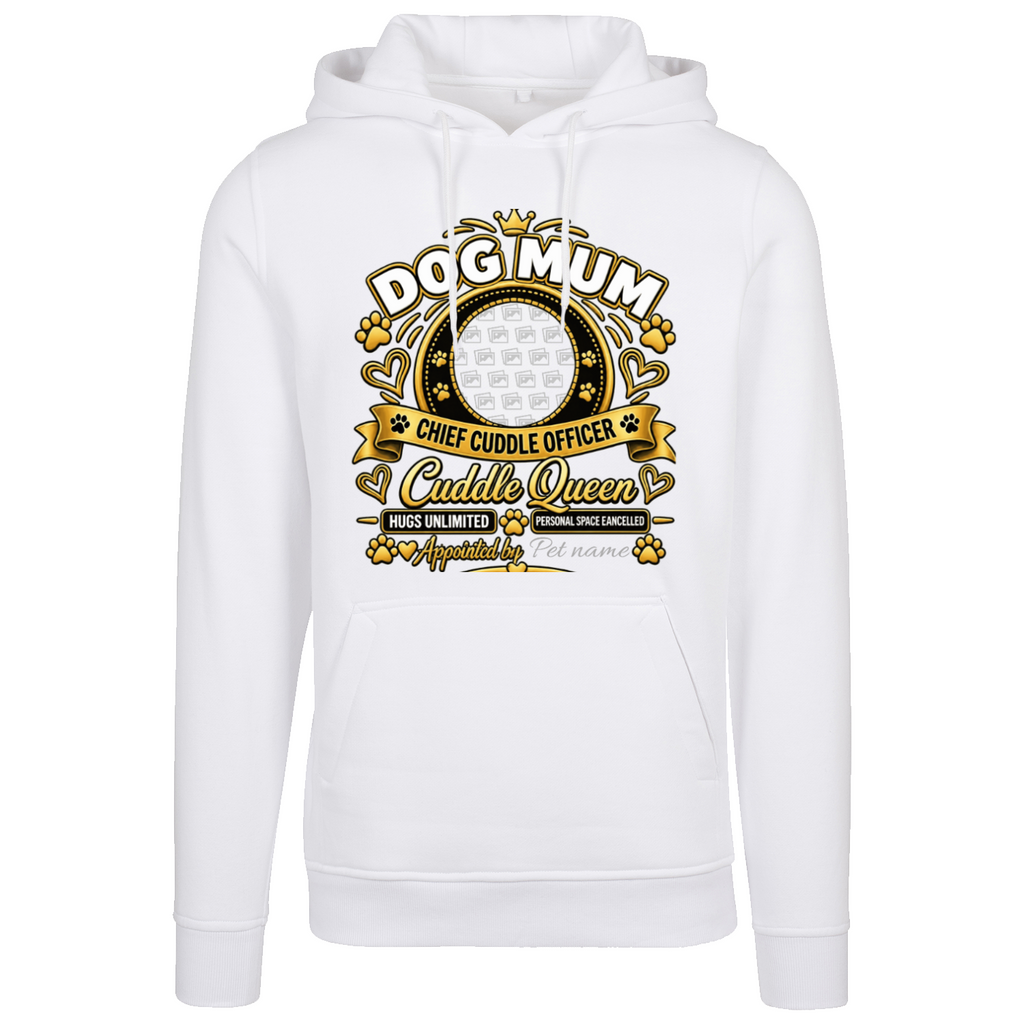 Additional view of Personalised Dog Mum Premium Heavy Hoodie - Custom Dog Photo & Name