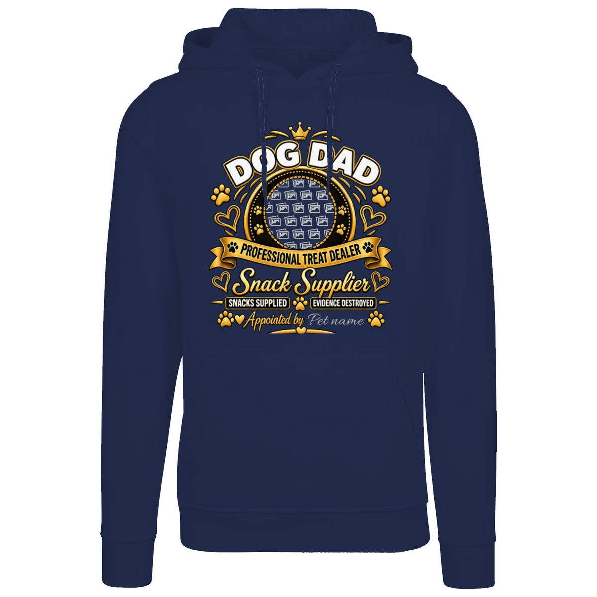 Additional view of Personalised Dog Dad Premium Heavy Hoodie - Custom Dog Photo & Name