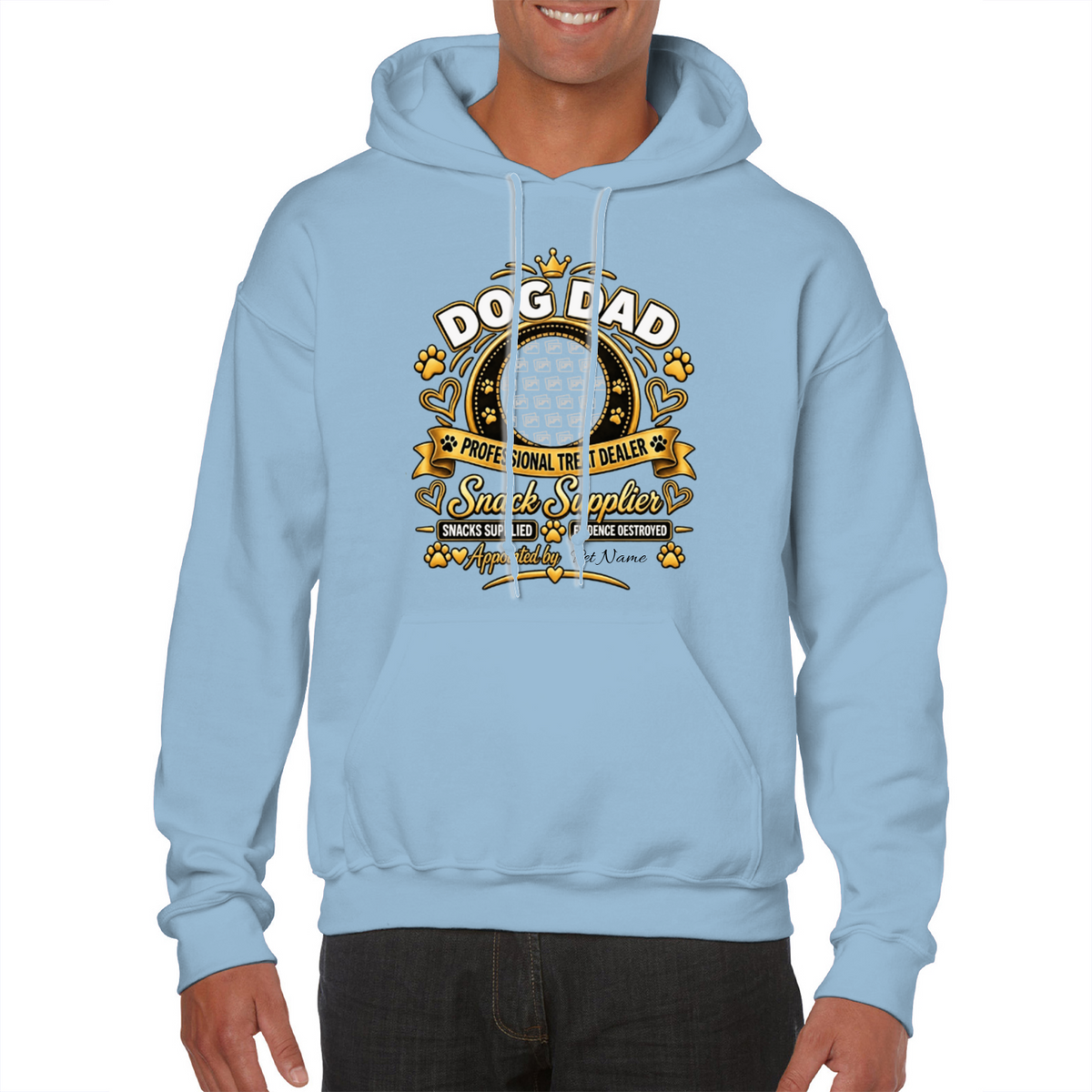 Additional view of Personalised Dog Dad Classic Hoodie - Custom Dog Photo & Name