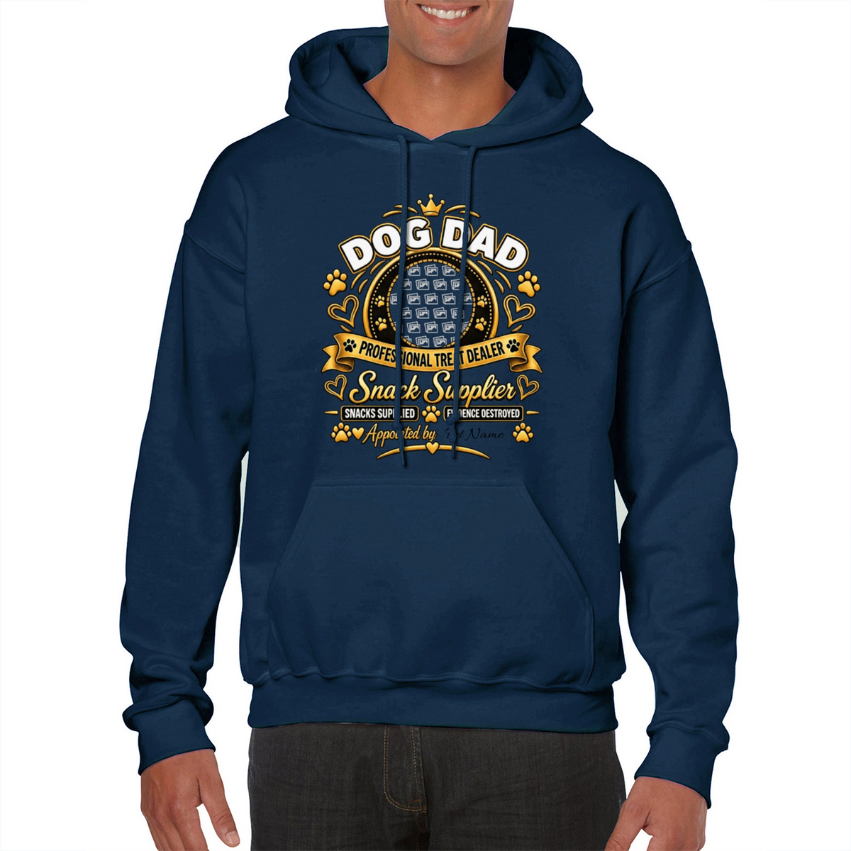 Additional view of Personalised Dog Dad Classic Hoodie - Custom Dog Photo & Name