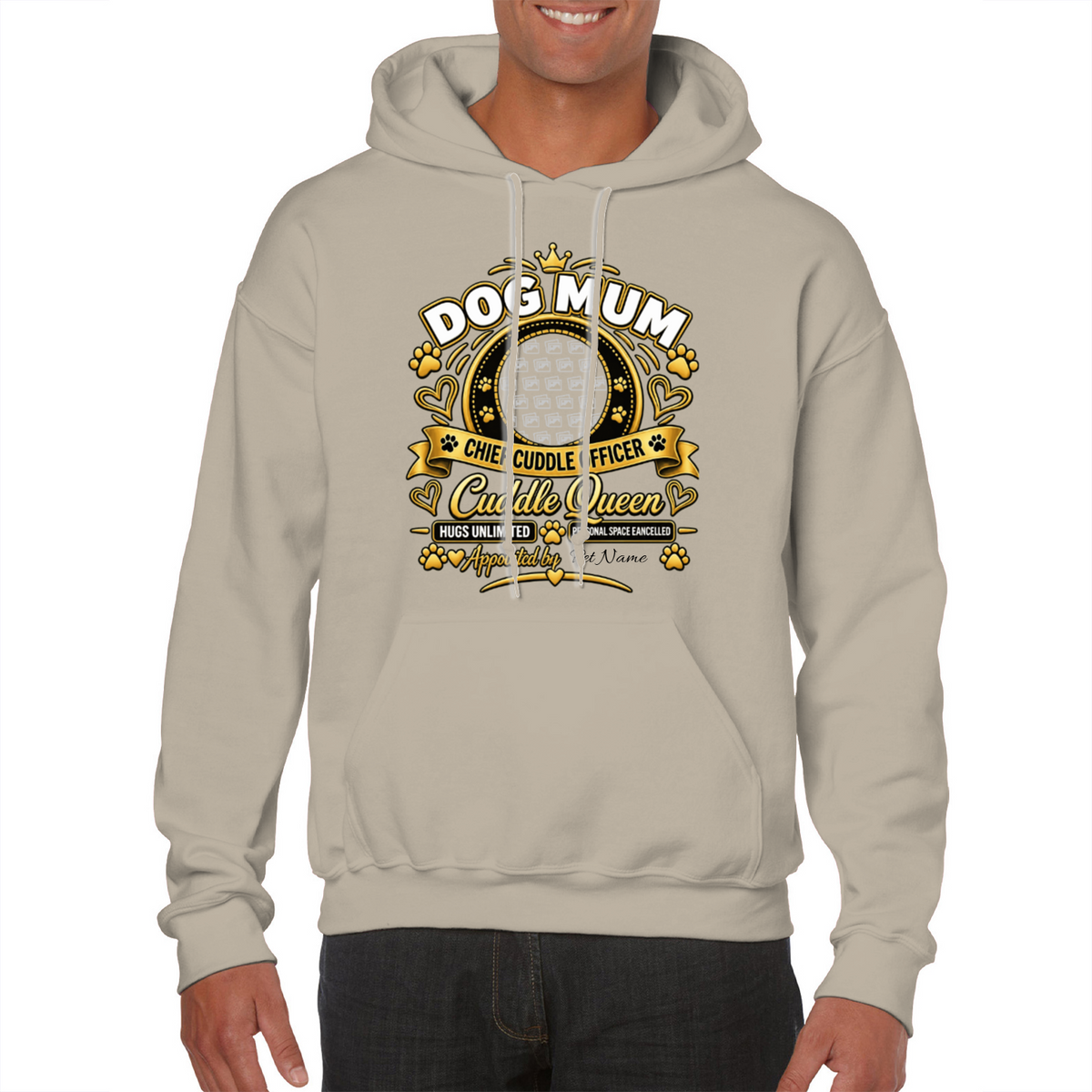 Additional view of Personalised Dog Mum Classic Hoodie - Custom Dog Photo & Name