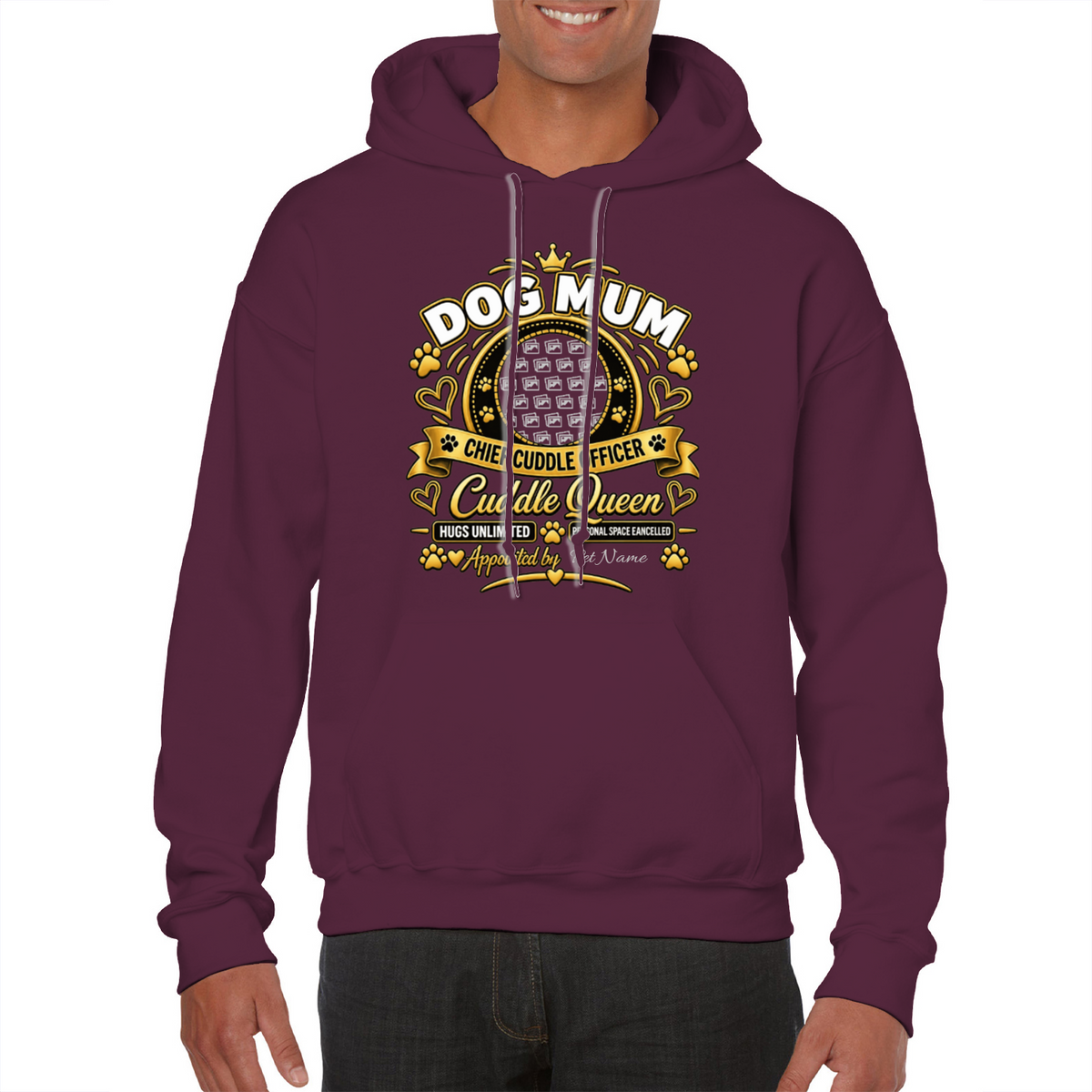 Additional view of Personalised Dog Mum Classic Hoodie - Custom Dog Photo & Name