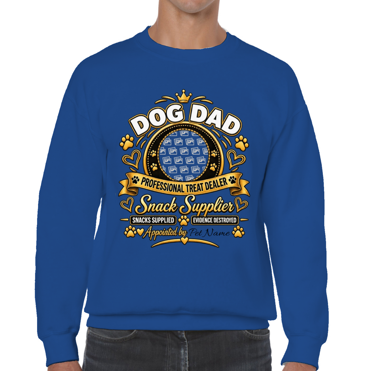 Additional view of Personalised Dog Dad Sweatshirt - Custom Dog Photo & Name Gift