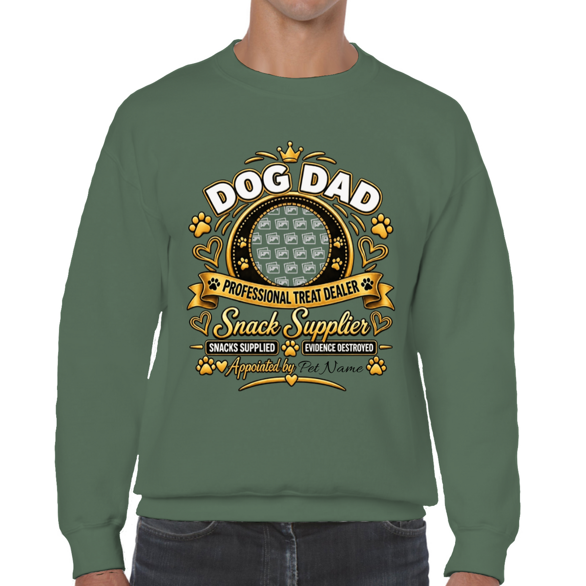 Additional view of Personalised Dog Dad Sweatshirt - Custom Dog Photo & Name Gift
