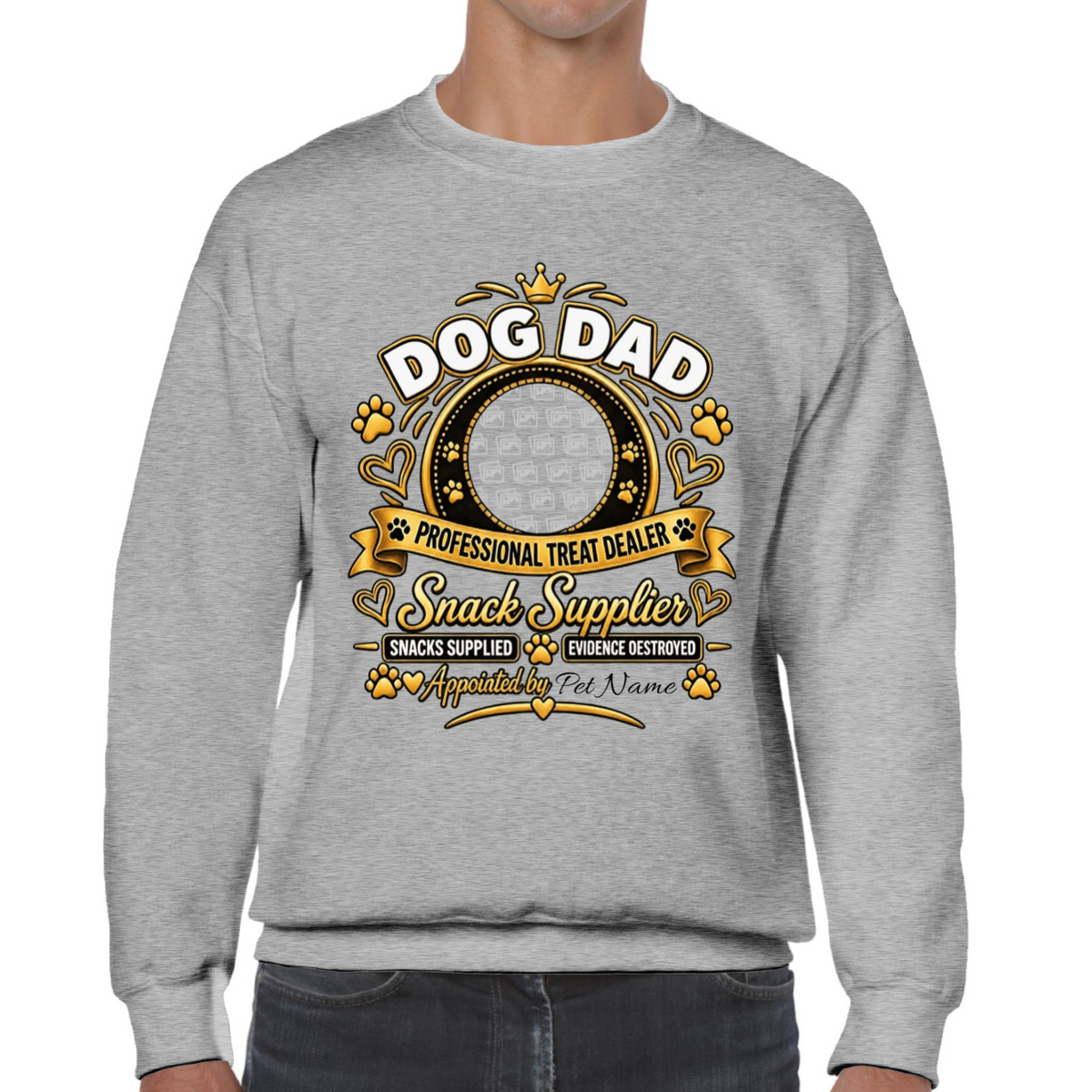 Additional view of Personalised Dog Dad Sweatshirt - Custom Dog Photo & Name Gift