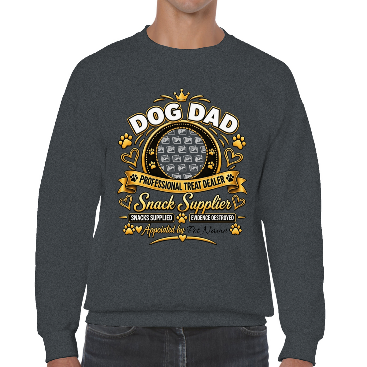 Additional view of Personalised Dog Dad Sweatshirt - Custom Dog Photo & Name Gift