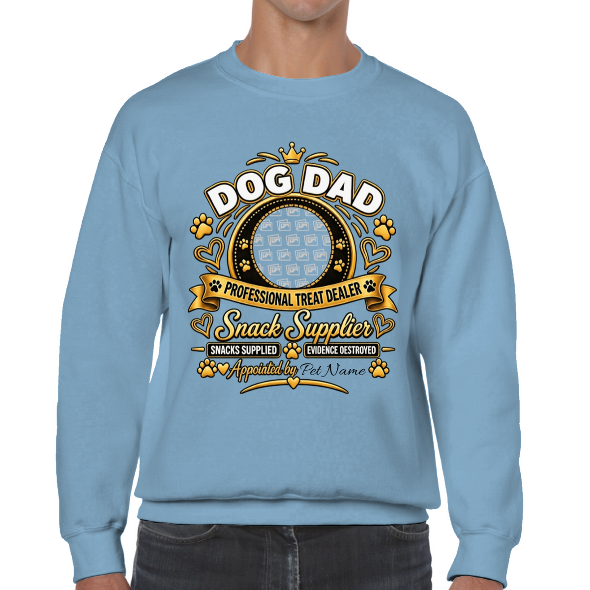 Additional view of Personalised Dog Dad Sweatshirt - Custom Dog Photo & Name Gift