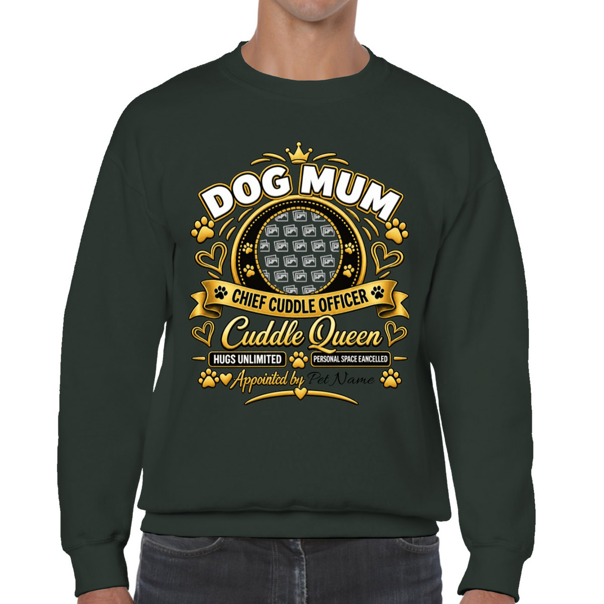 Additional view of Personalised Dog Mum Sweatshirt - Custom Dog Photo & Name Gift