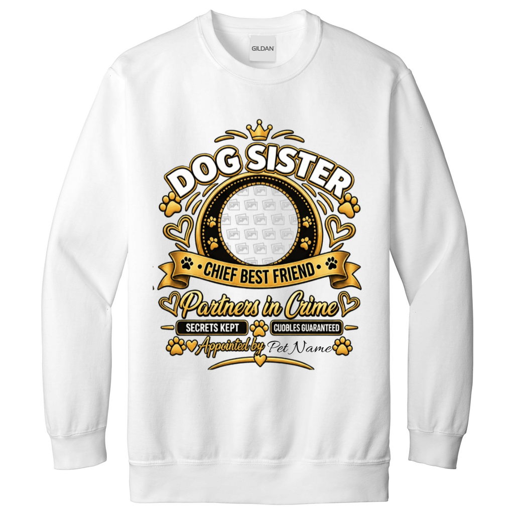 Additional view of Personalised Dog Sister Sweatshirt - Custom Dog Photo & Name