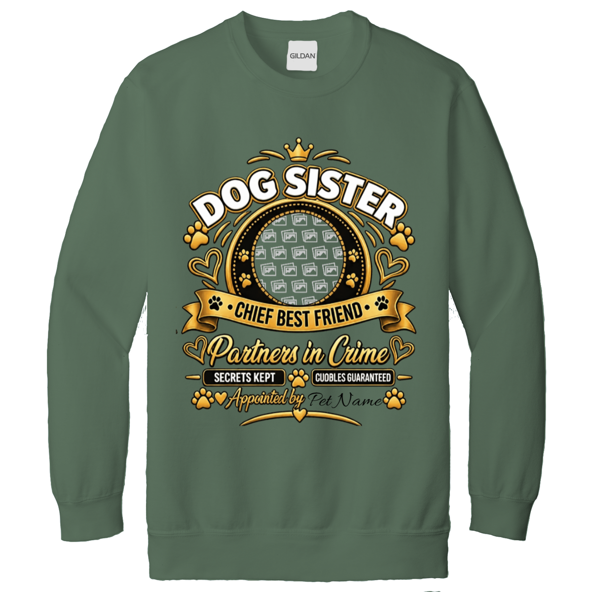 Additional view of Personalised Dog Sister Sweatshirt - Custom Dog Photo & Name