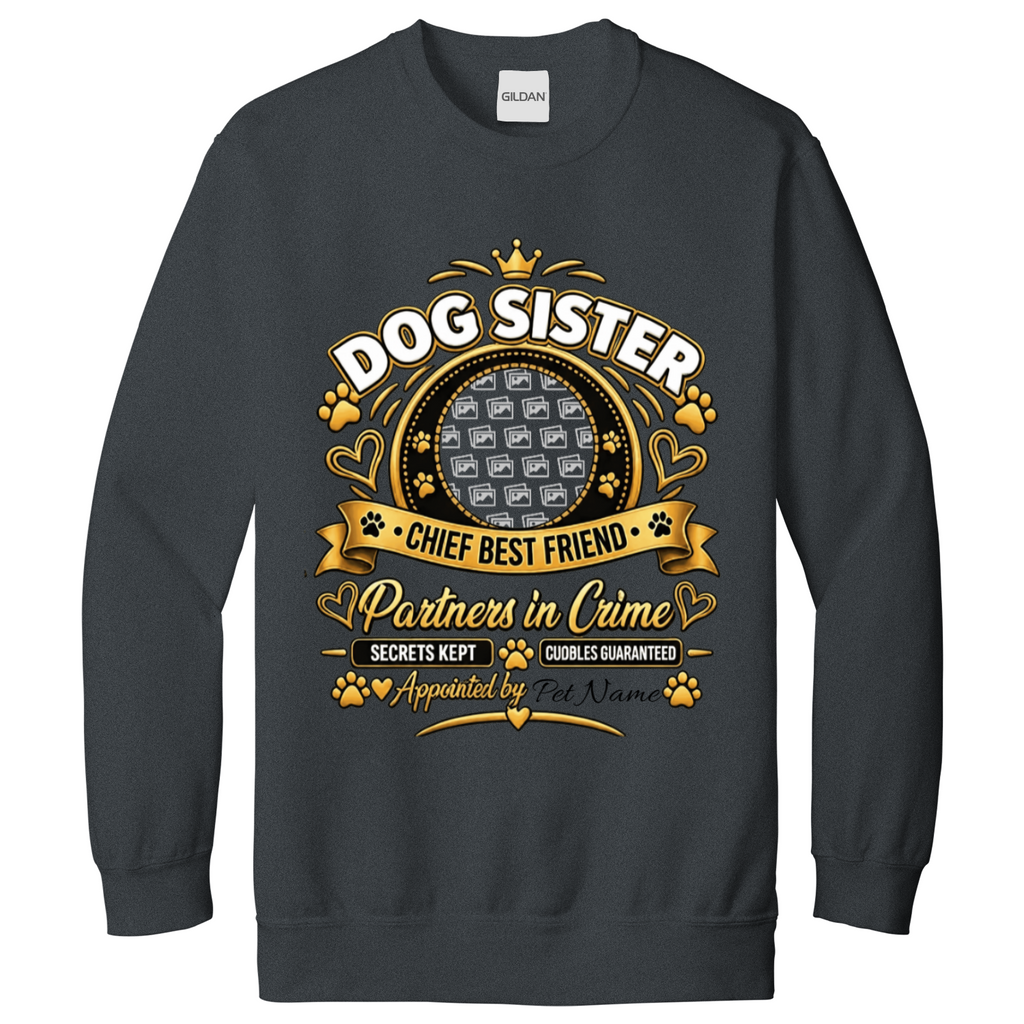 Additional view of Personalised Dog Sister Sweatshirt - Custom Dog Photo & Name