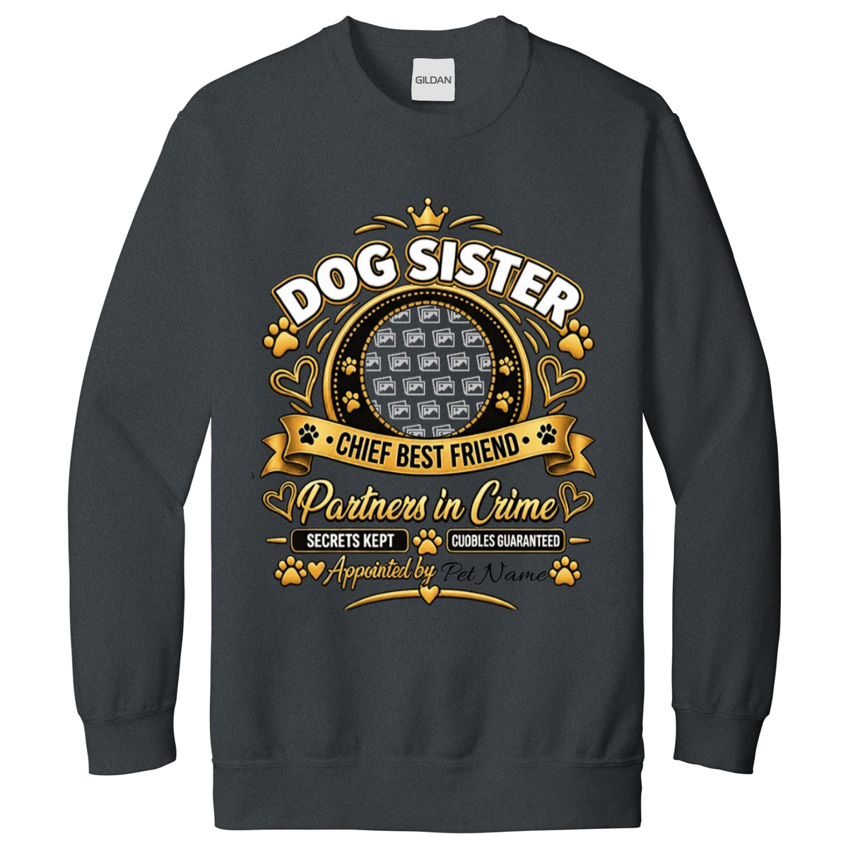 Additional view of Personalised Dog Sister Sweatshirt - Custom Dog Photo & Name