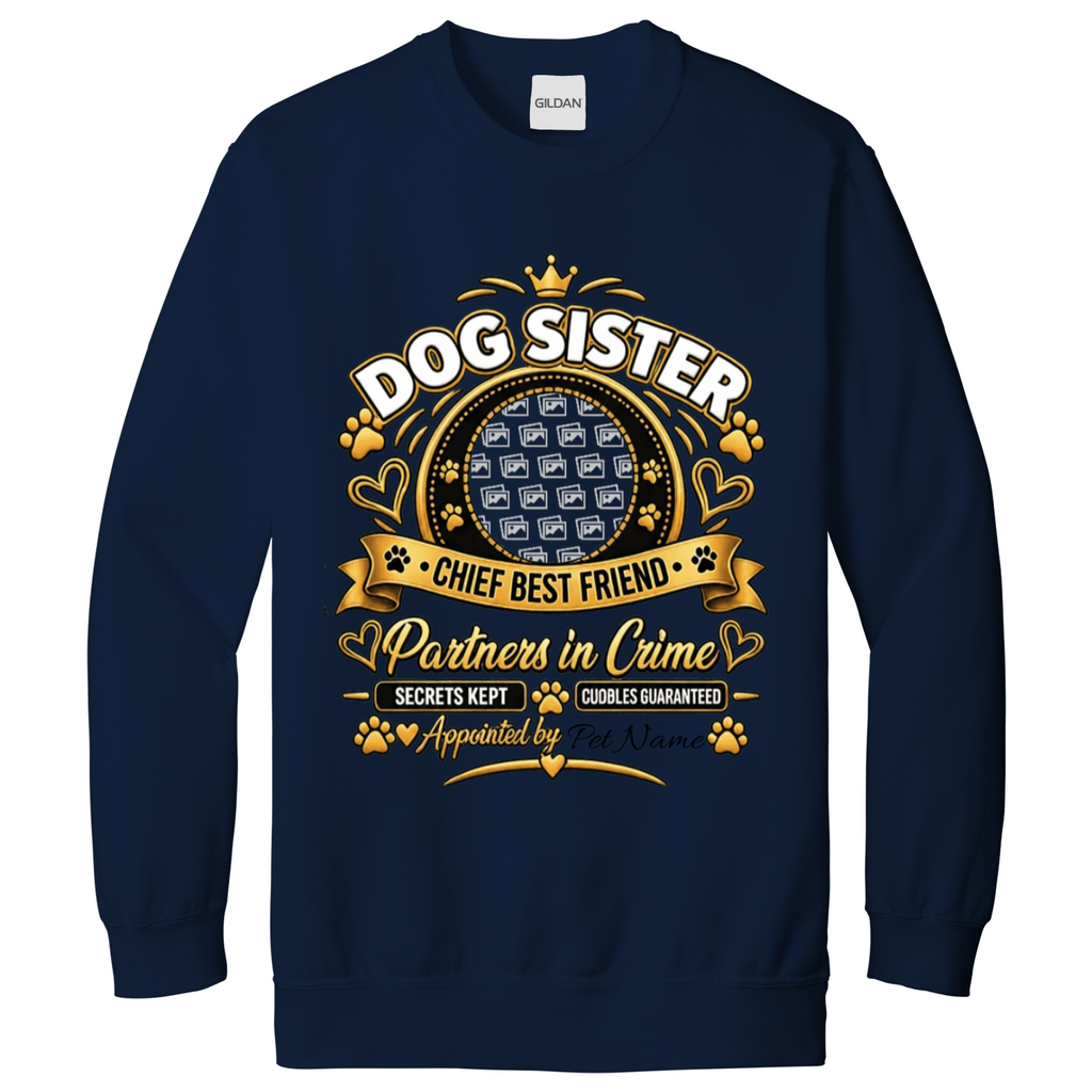 Additional view of Personalised Dog Sister Sweatshirt - Custom Dog Photo & Name