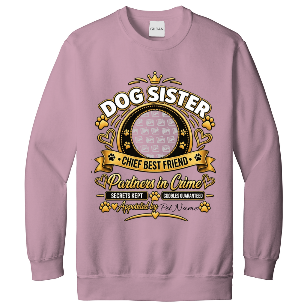 Additional view of Personalised Dog Sister Sweatshirt - Custom Dog Photo & Name