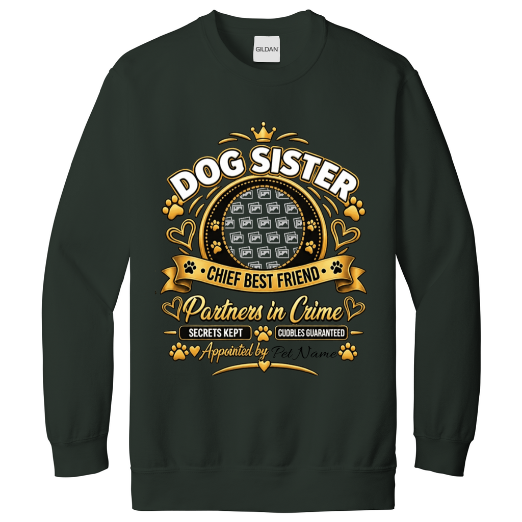 Additional view of Personalised Dog Sister Sweatshirt - Custom Dog Photo & Name
