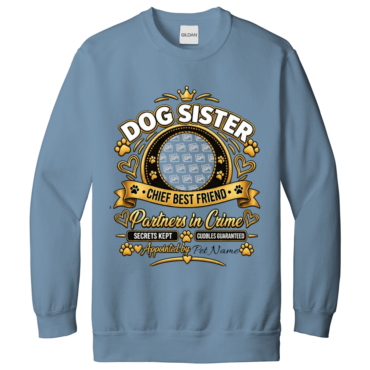 Additional view of Personalised Dog Sister Sweatshirt - Custom Dog Photo & Name