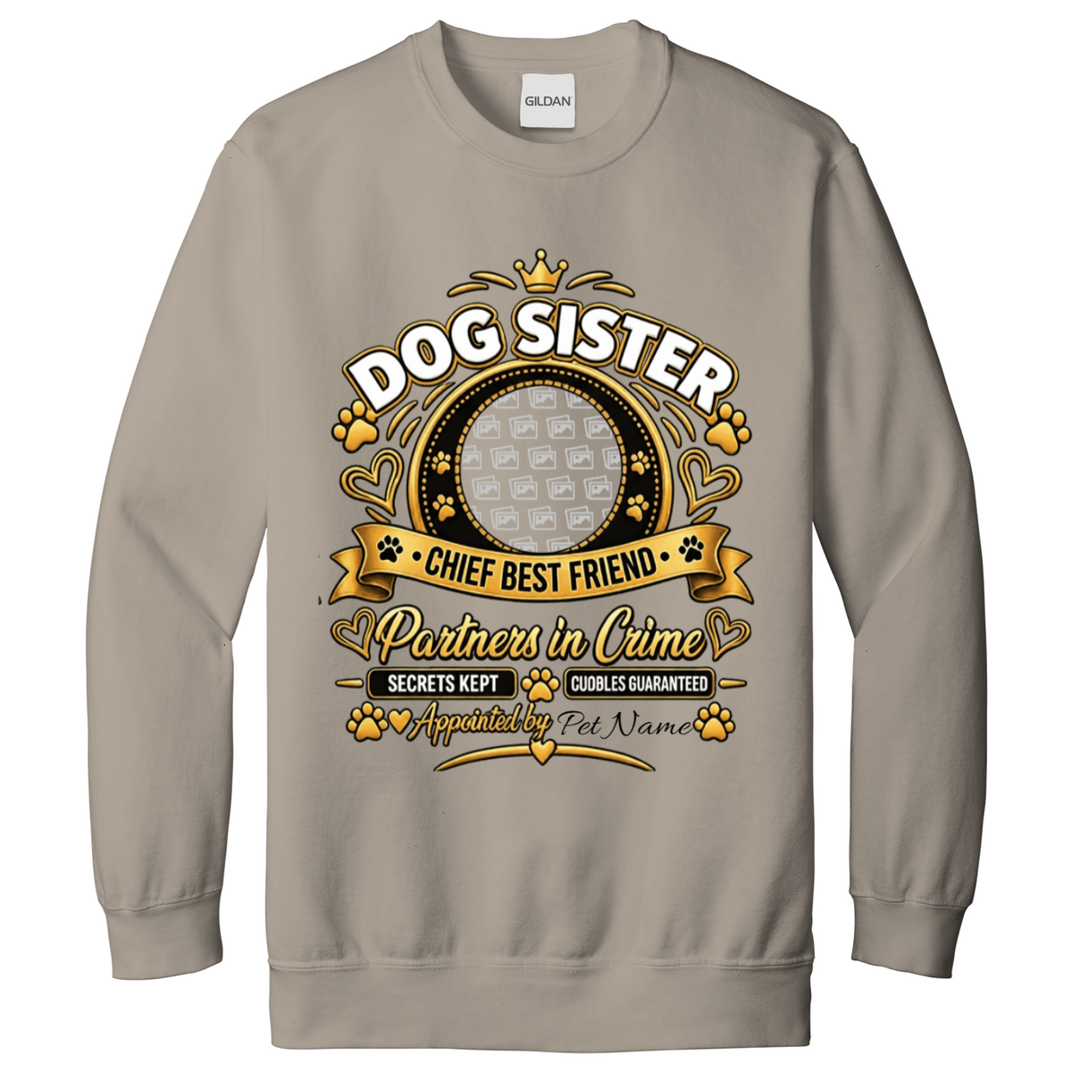 Additional view of Personalised Dog Sister Sweatshirt - Custom Dog Photo & Name