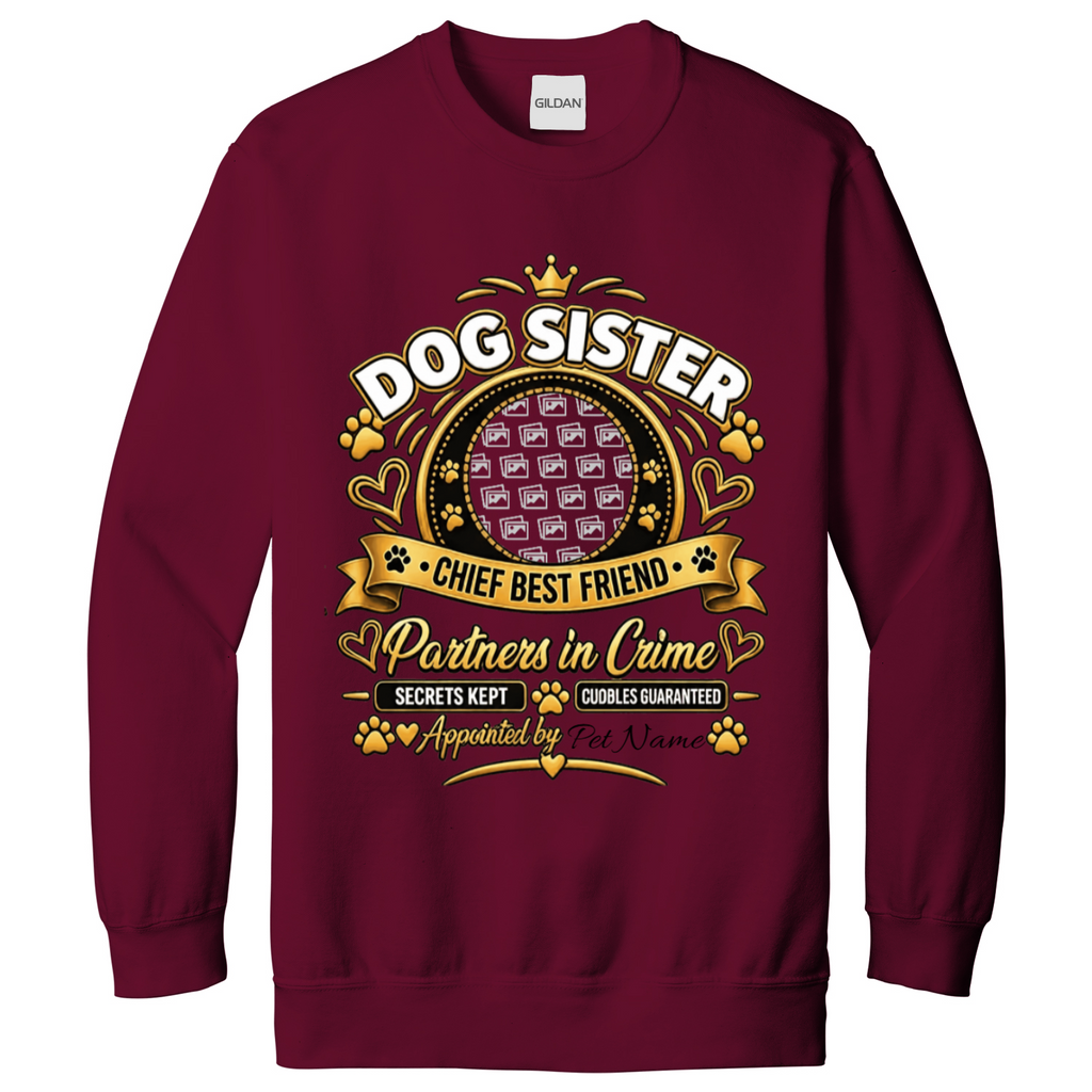 Additional view of Personalised Dog Sister Sweatshirt - Custom Dog Photo & Name