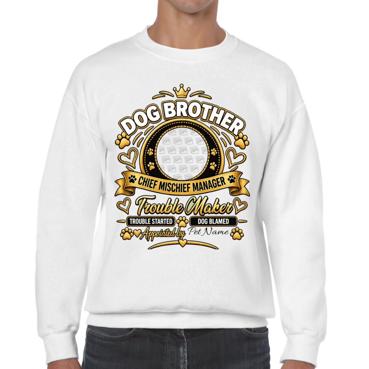 Additional view of Personalised Dog Brother Sweatshirt - Custom Dog Photo & Name Gift