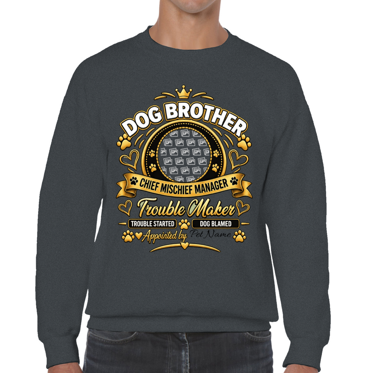 Additional view of Personalised Dog Brother Sweatshirt - Custom Dog Photo & Name Gift