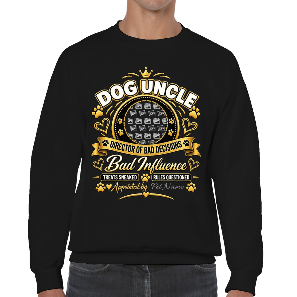 Additional view of Personalised Dog Uncle Sweatshirt - Custom Dog Photo & Name