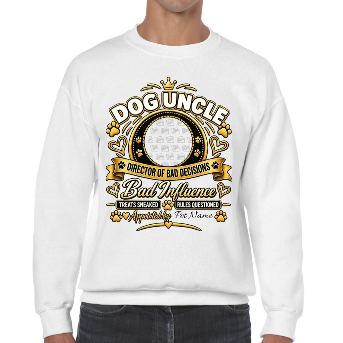 Additional view of Personalised Dog Uncle Sweatshirt - Custom Dog Photo & Name