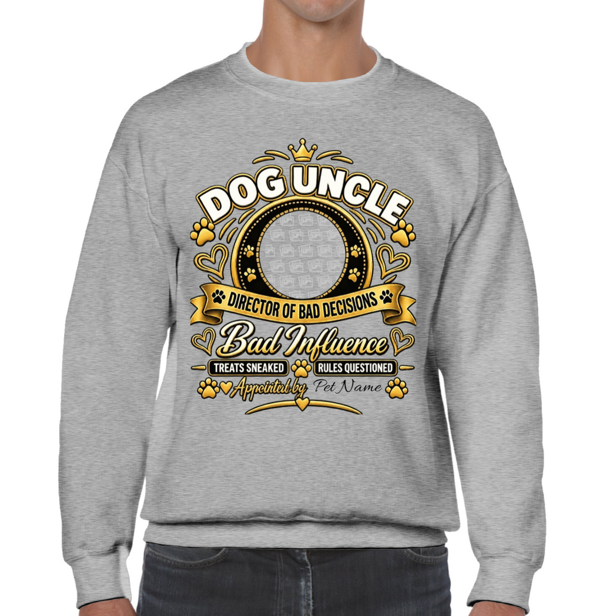 Additional view of Personalised Dog Uncle Sweatshirt - Custom Dog Photo & Name