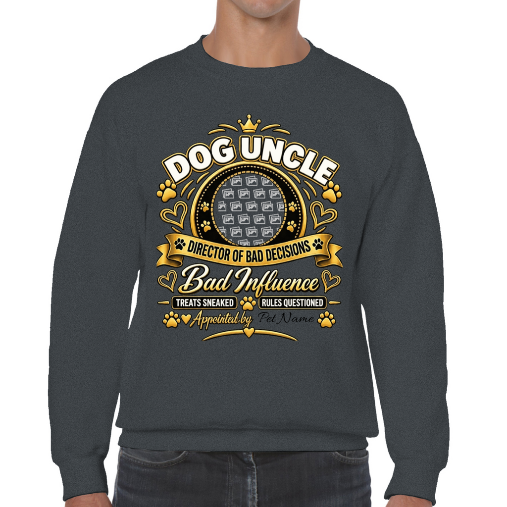 Additional view of Personalised Dog Uncle Sweatshirt - Custom Dog Photo & Name