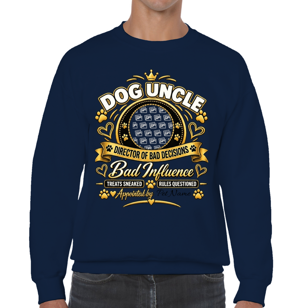 Additional view of Personalised Dog Uncle Sweatshirt - Custom Dog Photo & Name