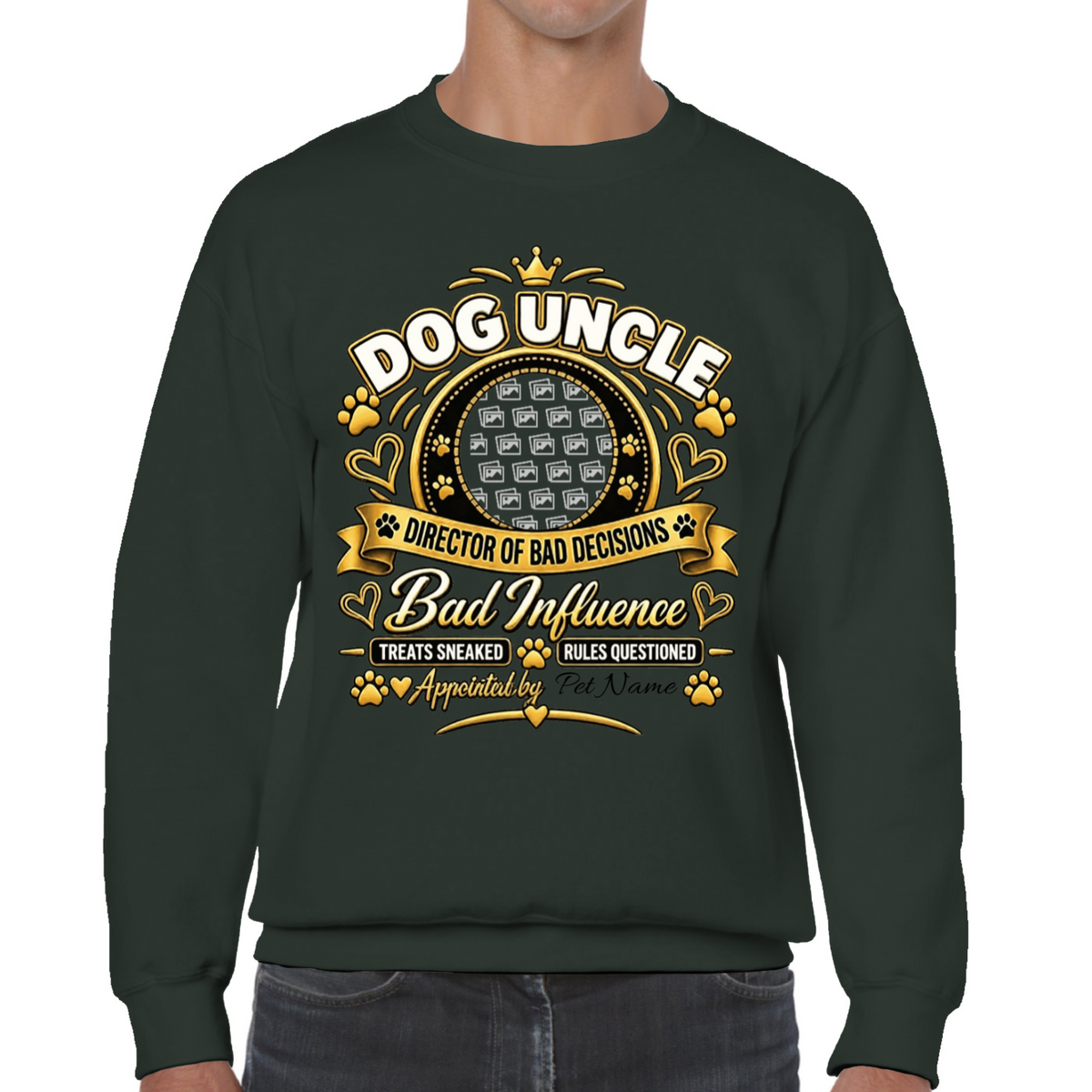 Additional view of Personalised Dog Uncle Sweatshirt - Custom Dog Photo & Name