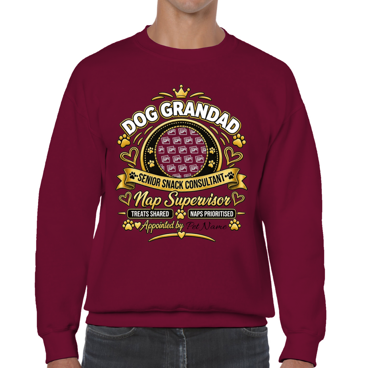 Additional view of Personalised Dog Grandad Sweatshirt - Custom Dog Photo & Name Gift