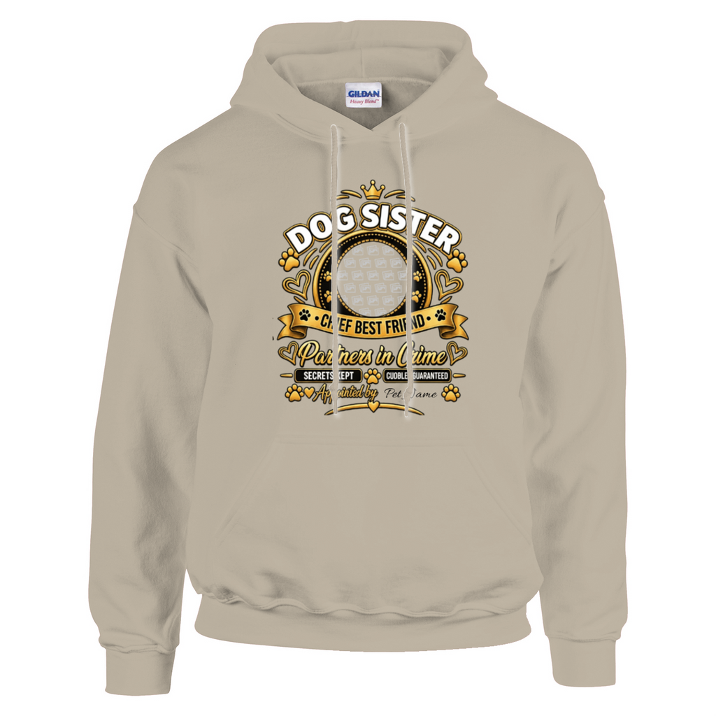 Additional view of Personalised Dog Sister Classic Hoodie - Custom Dog Photo & Name