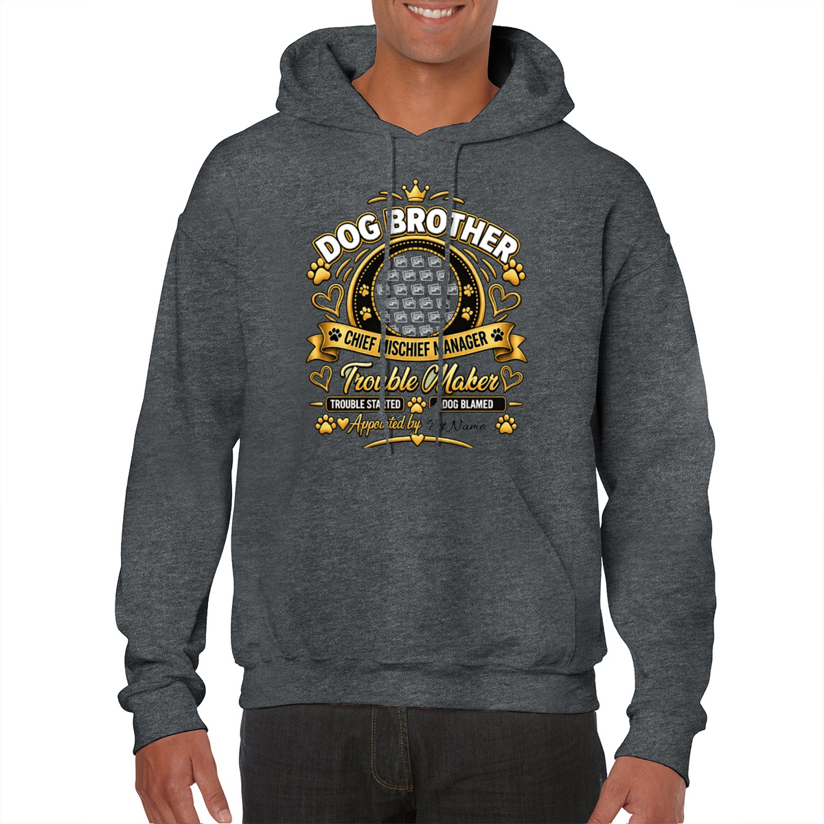 Additional view of Personalised Dog Brother Classic Hoodie - Custom Dog Photo & Name