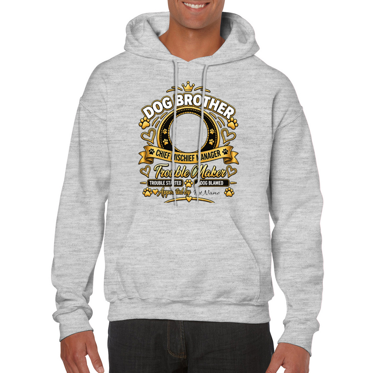 Additional view of Personalised Dog Brother Classic Hoodie - Custom Dog Photo & Name