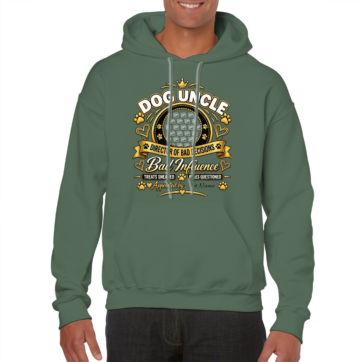 Additional view of Personalised Dog Uncle Classic Hoodie - Custom Dog Photo & Name