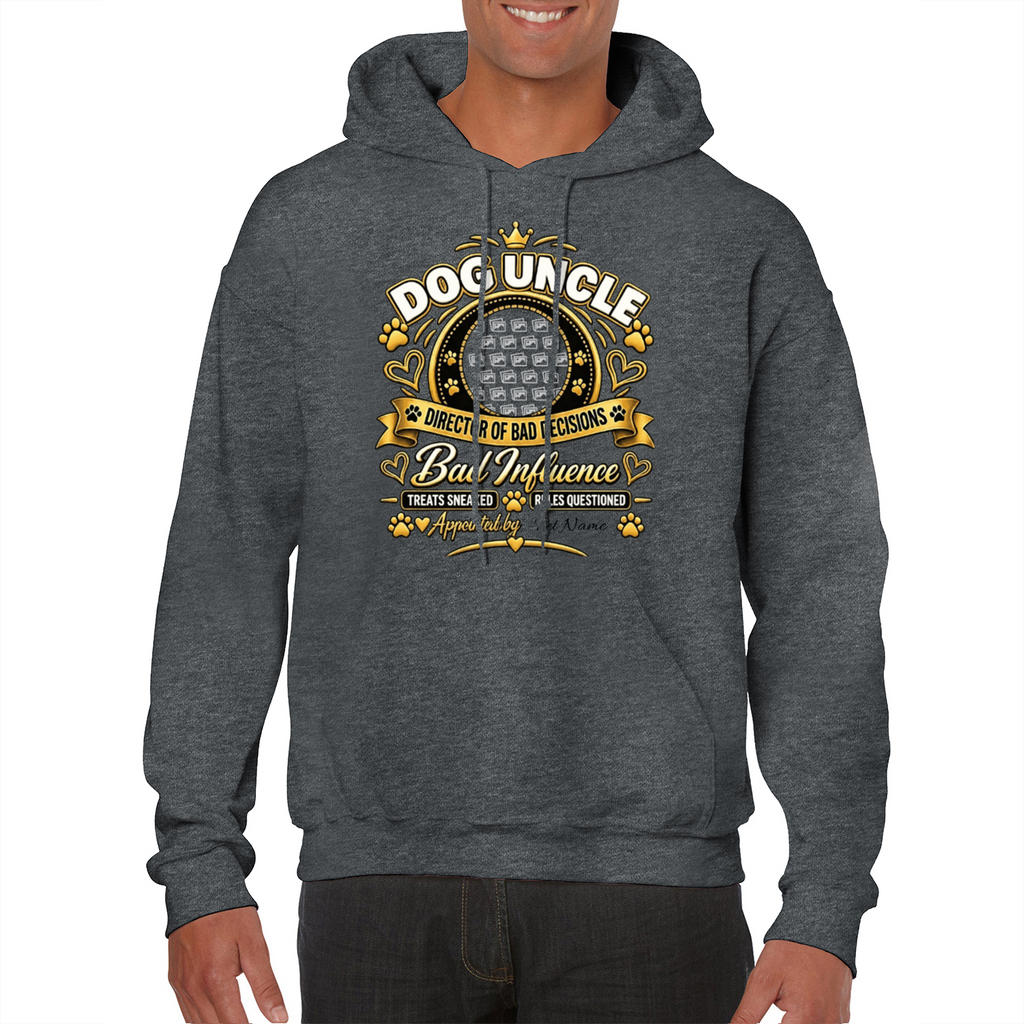 Additional view of Personalised Dog Uncle Classic Hoodie - Custom Dog Photo & Name