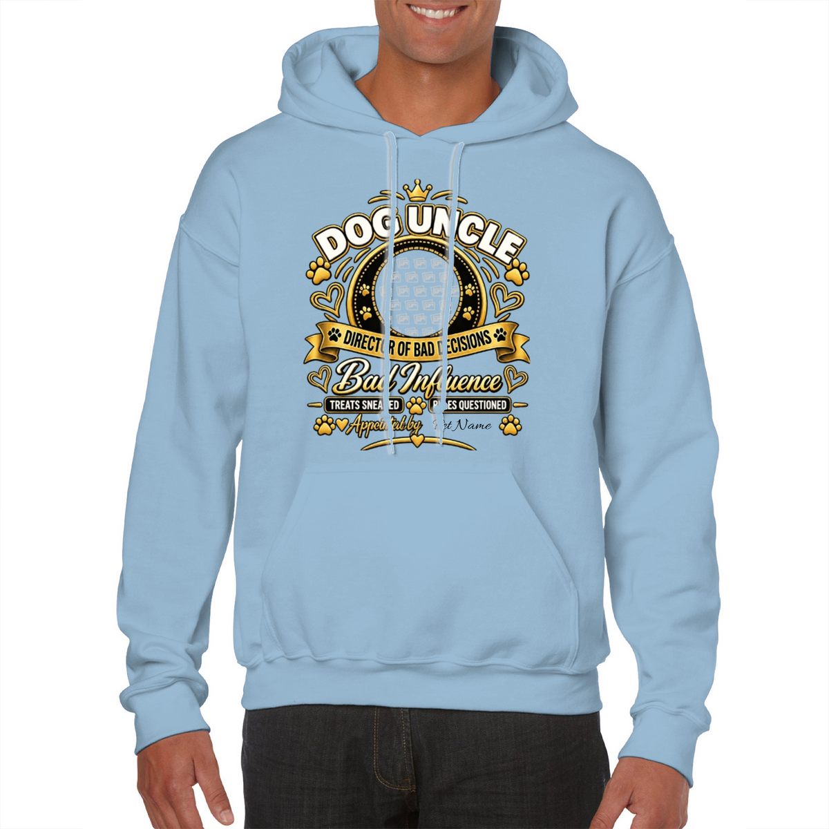 Additional view of Personalised Dog Uncle Classic Hoodie - Custom Dog Photo & Name