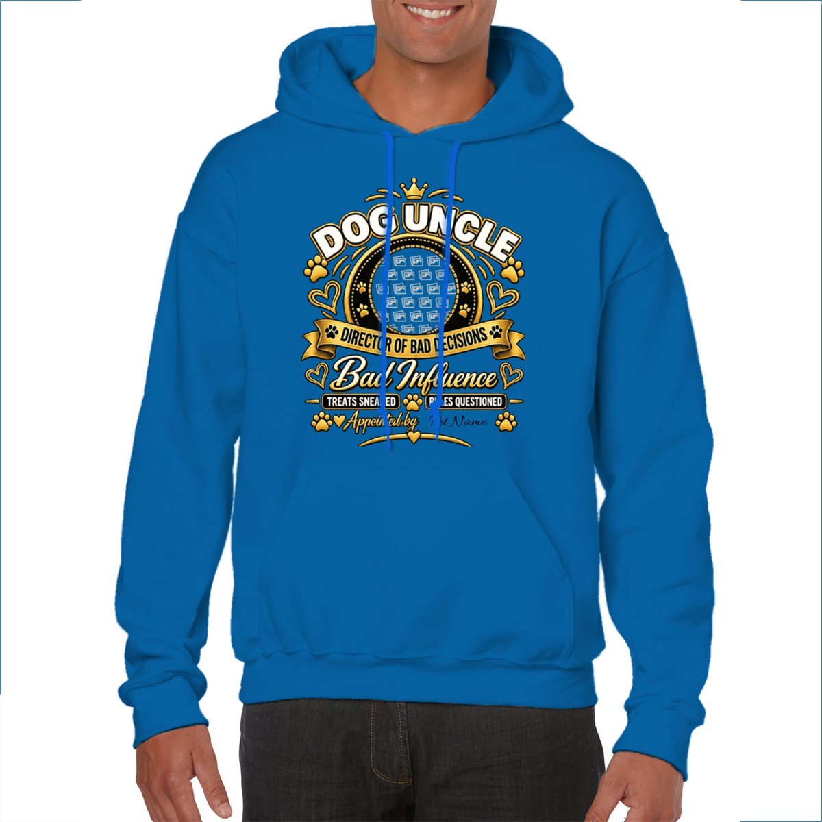 Additional view of Personalised Dog Uncle Classic Hoodie - Custom Dog Photo & Name
