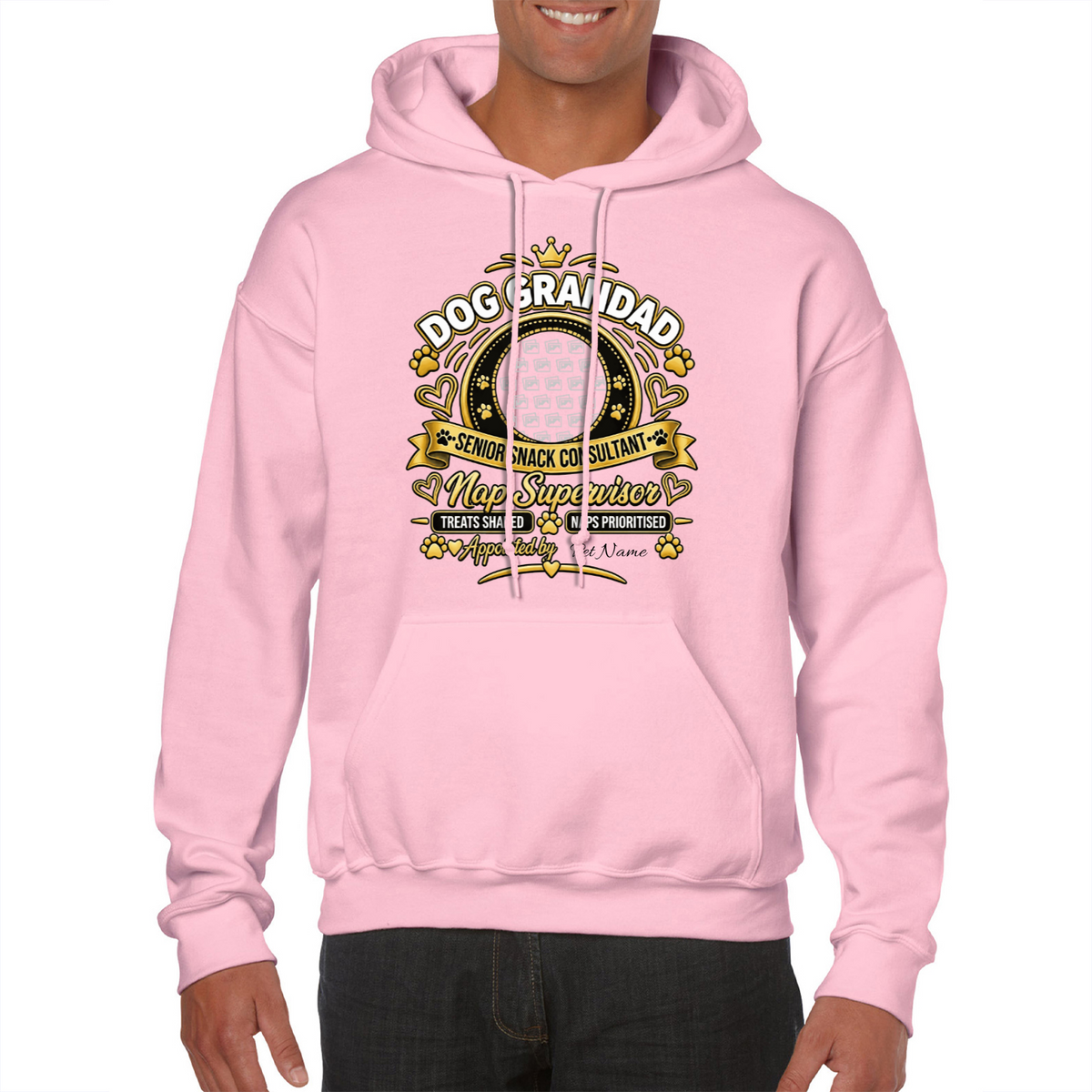 Additional view of Personalised Dog Grandad Classic Hoodie - Custom Dog Photo & Name