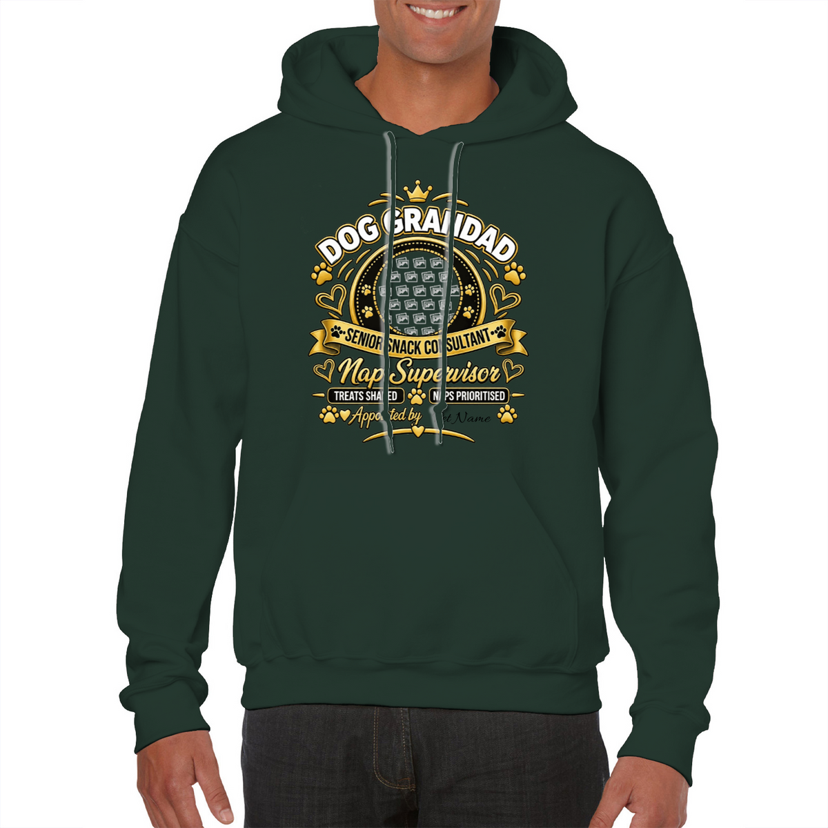Additional view of Personalised Dog Grandad Classic Hoodie - Custom Dog Photo & Name